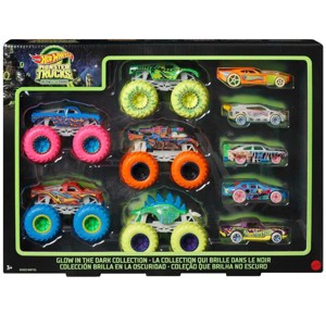 Hot Wheels Toy Monster Trucks 10-Pack of Glow-in-The-Dark 1:64 Scale Vehicles, GITD Set of 5 Trucks & 5 Cars, Play Vehicles for Kids & Collectors - 1 of 3