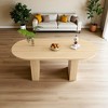 62.9" Oval Farmhouse Dining Table for 6 with Wood Strip Pedestal Base, Rustic Kitchen Table for Dining Room, MDF Surface, Easy Assembly - 2 of 4
