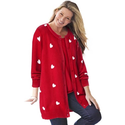 Woman Within Plus Size Perfect Longer-Length Cotton Cardigan