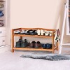 Tangkula Freestanding 2-Tier Wood Shoe Rack Shelf Storage with 4 Metal Hanging Bars - 2 of 4