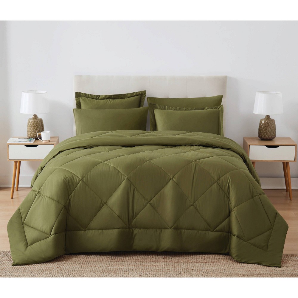 Photos - Duvet Cannon 3pc King Oversized Percale Comforter Set Olive Green