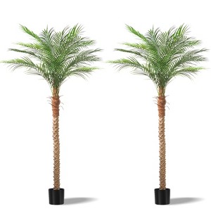 7ft/8ft/9ft Artificial Palm Trees 2 Packs Indoor Outdoor Tropical Decor Tall Fake Plants Large Faux Sago Palm Tree - 1 of 4