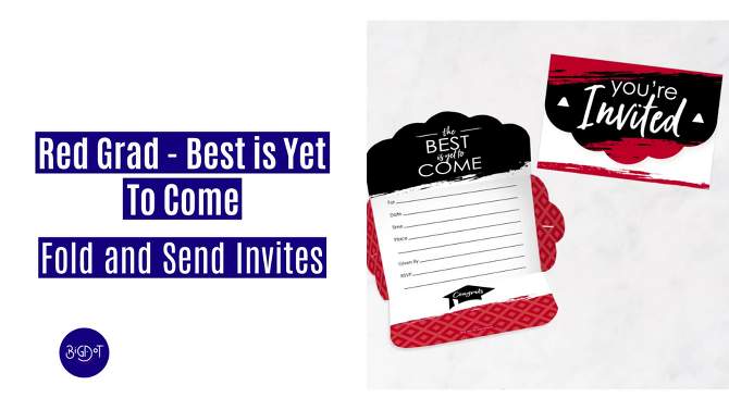 Big Dot of Happiness Red Grad - Best is Yet to Come - Fill-In Cards - Red Graduation Party Fold and Send Invitations - Set of 8, 2 of 10, play video