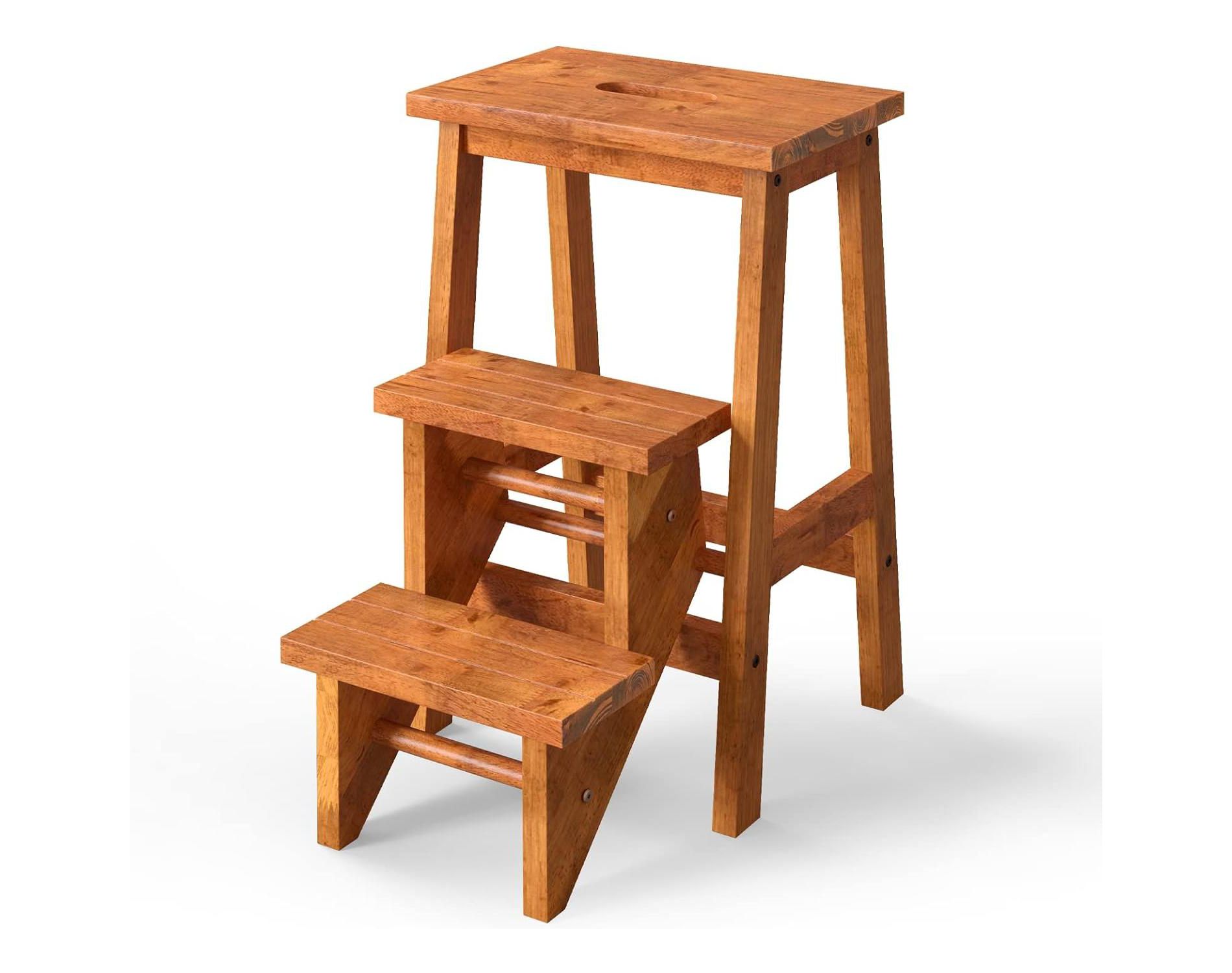 Tangkula Multi-function 3 Tier Step Stool 3 in 1 Folding Ladder 24" Storage Shelf Coffee