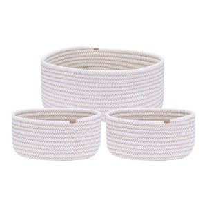 Unique Bargains Woven Storage Organizer Decor Storage Basket 3 Pcs - 1 of 4