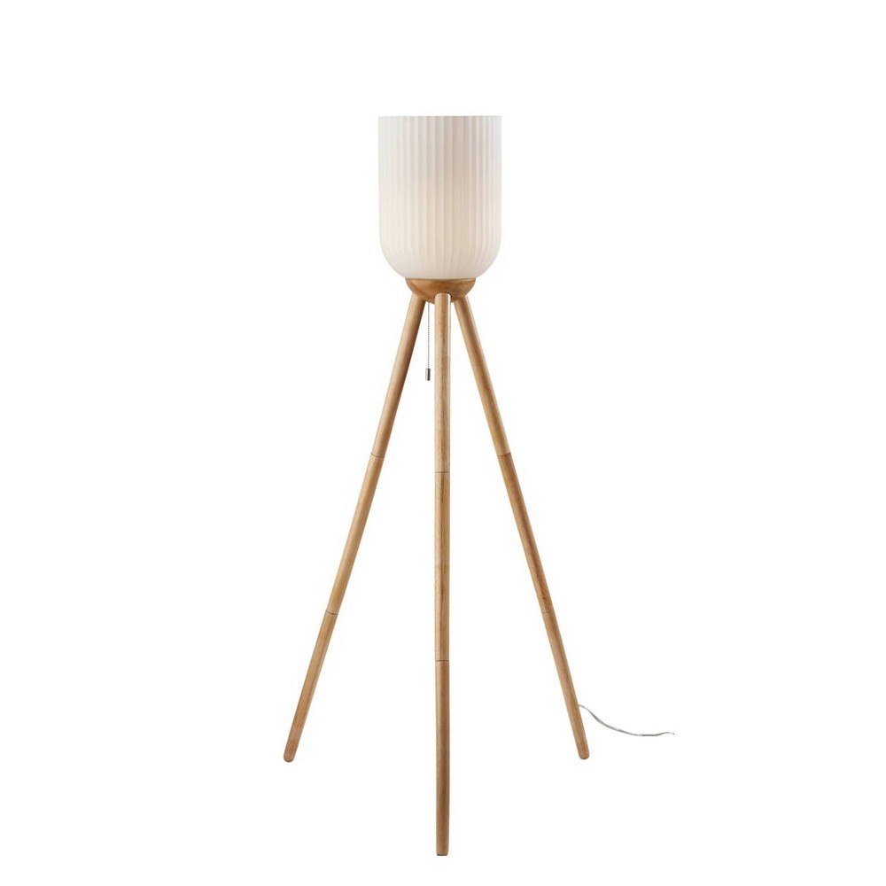 Photos - Floodlight / Street Light Adesso Kinsley Floor Lamp Natural: Tripod Base, Frosted Ribbed Glass Shade 