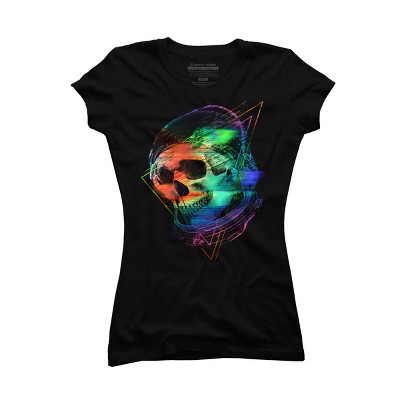 Junior's Design By Humans Glitch Skull By clingcling T-Shirt