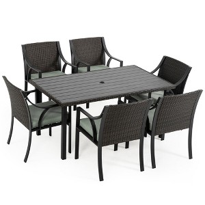 HAPPATIO 7 Piece Patio Dining Set,Outdoor Patio Dining Set.Wicker Rattan Patio Dining Furniture. Dining Furniture Set. Outdoor Dining Set for 6. - 1 of 4