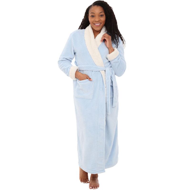 ADR Women's Plush Fleece Bathrobe for Winter, Warm Cozy Bath Robe, 1 of 7