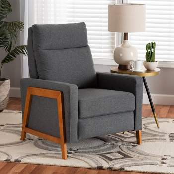 Halstein Mid Century Modern Fabric Upholstered Lounge Chair Gray - Baxton Studio
