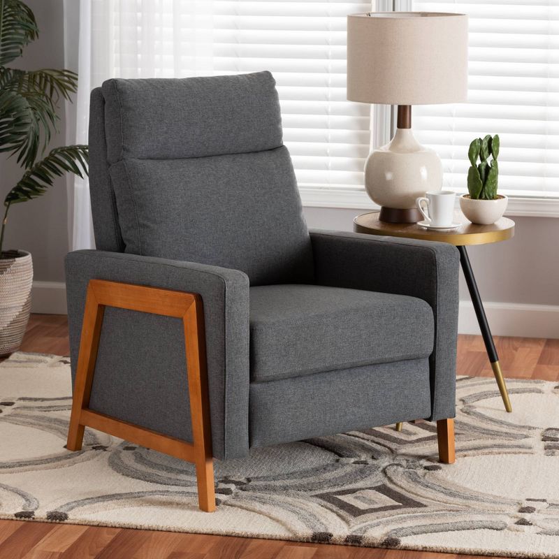 Halstein Mid Century Modern Fabric Upholstered Lounge Chair Gray - Baxton Studio, 1 of 17