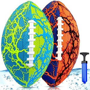 Jasonwell 2-Pack All-Weather Pool & Beach Footballs with Pump - Waterproof Water Grip Sports Toy for Kids & Adults - 1 of 4