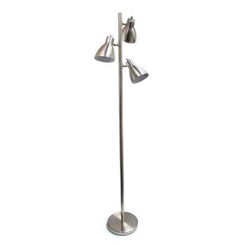64" Traditional 3 Light Metal Floor Lamp with Adjustable Spotlight Shades Brushed Nickel - Creekwood Home