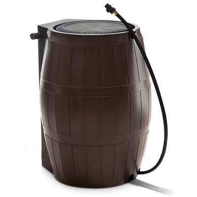 FCMP Outdoor RC4000 50 Gallon Heavy Duty Outdoor Home Rain Water Catcher Barrel Container Bin with Spigots and Mesh Screen