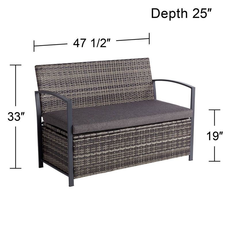 Teal Island Designs Wicker 47 1/2" Wide Bronze Outdoor Storage Bench, 4 of 10
