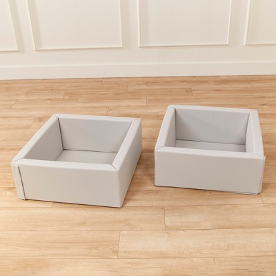 Light Grey Vegan Leather Toddler Toy Storage Bins, 2-Pack