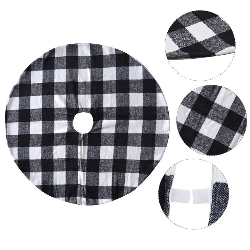 Joiedomi  Christmas Tree Skirt Thick Plaid White Baffalo 36in, 4 of 7