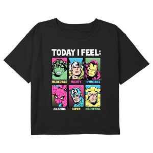 Girl's Marvel Comic Feelings Crop T-Shirt - 1 of 3