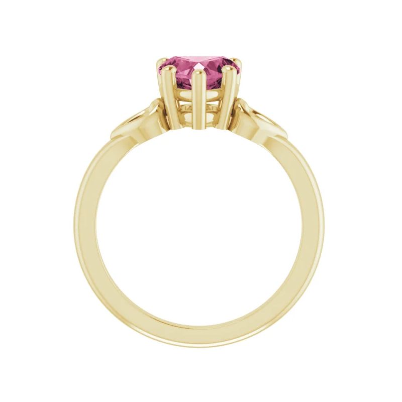 Pompeii3 7mm Pink Topaz Women's Heart Ring in 14k Gold 5.5mm Tall, 3 of 5