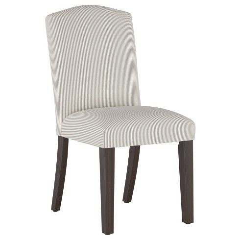 Alex Camel Back Dining Chair In Stripe, Grey And White Striped Dining Chair
