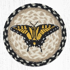 Earth Rugs Swallowtail Butterfly Jute Trivet – 10" Round Hand-Braided Rustic Kitchen Heat Pad - 1 of 3