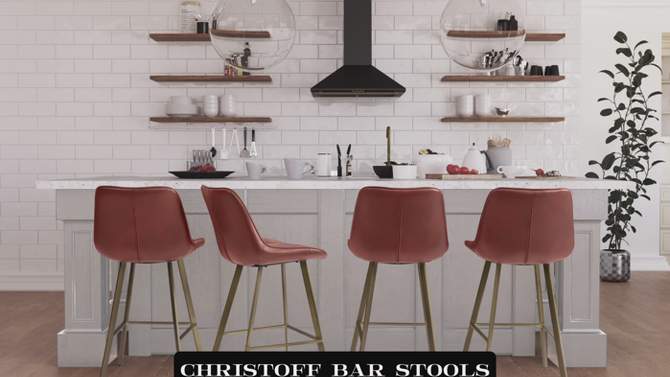 Set of 2 Christoff Farmhouse Metal Counter Height Barstools - CorLiving, 2 of 10, play video