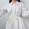 Anna-Kaci Women's Floral Lace Ribbon Belt with Oversized Bow and Pearl Drop Details 59in - 4 of 4