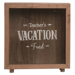 Transpac Wood 9.25 in. Brown Spring Teachers Fun Money Bank - 1 of 2