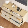 52" Rattan 6-Drawer Dresser with Built-In Charging Station, Wooden Tall Chest with Drawer for Bedroom Storage - 3 of 4