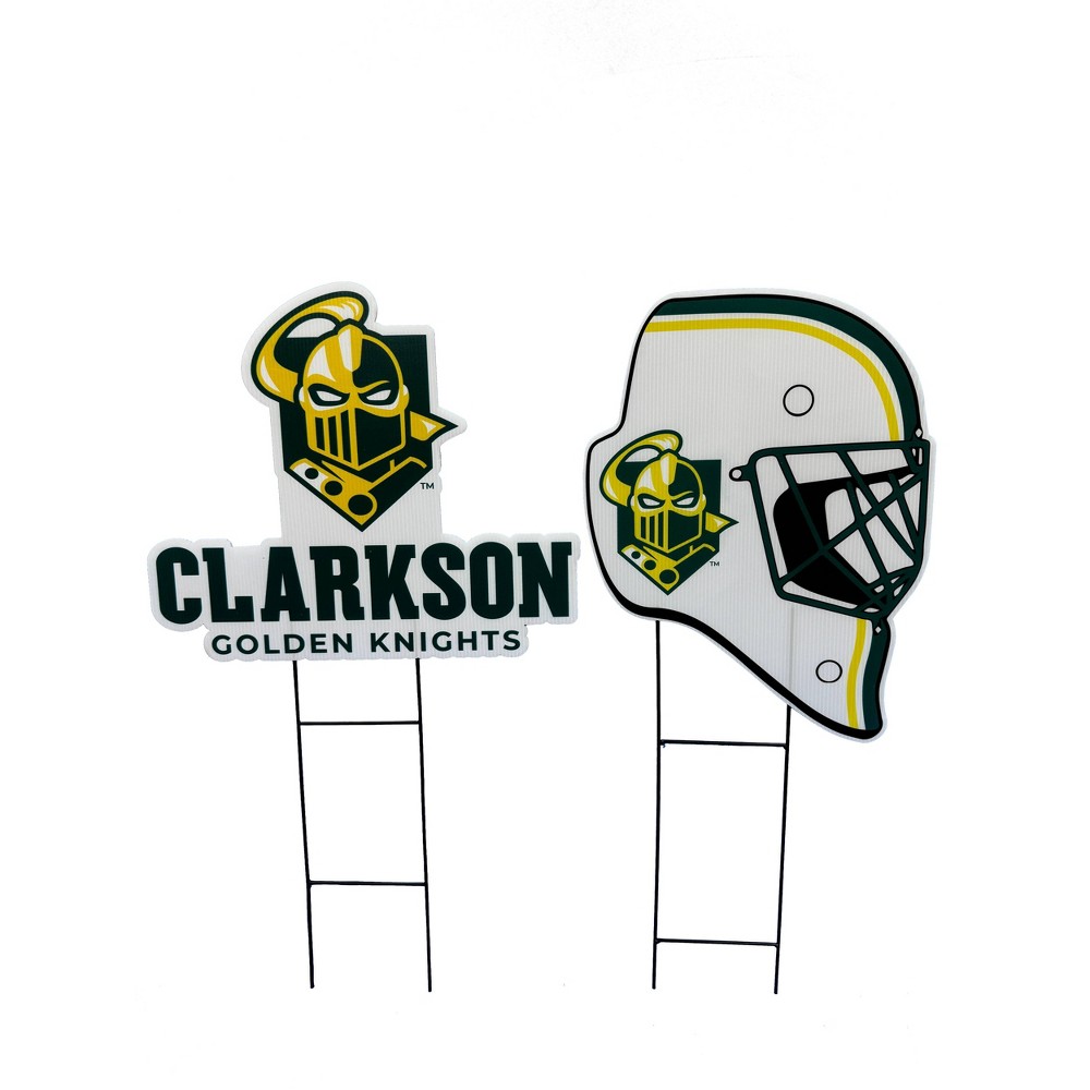 NCAA Clarkson Golden Knights Logo and Helmet 2pk Yard Sign Set