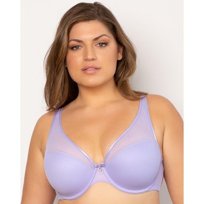 Curvy Couture Women's Sheer Mesh Plunge T-shirt Bra Bark 40g : Target