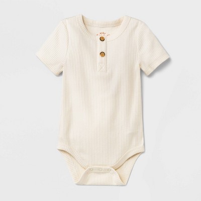 Baby Boys' Rib Henley Bodysuit - Cat & Jack™ Off-White 3-6M