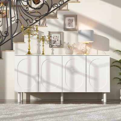 Famapy White 2-Doors Sideboard Buffet Modern Storage Cupboard