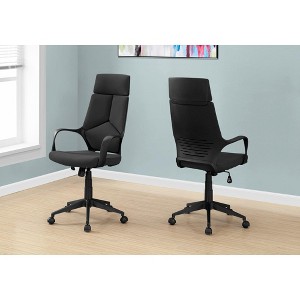 Office Chair, Adjustable Height, Swivel, Ergonomic, Armrests, Computer Desk, Work, Black Fabric, Black Metal, Contemporary, Modern - 1 of 4