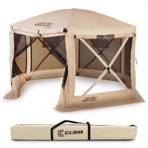 CLAM Quick-Set Pavilion 12.5 x 12.5 Foot Portable Outdoor Canopy Shelter, Tan - 1 of 4