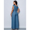 Women's Wear Commuting Elegance Daytime Outing Casual Simple Apricot Off-Shoulder Asymmetrical Neckline Shoulder Pleats Short Sleeve Wide Leg Jumpsuit - 2 of 4