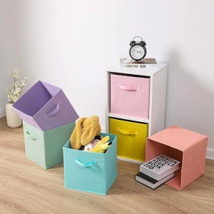 FURNIinspire 6 Pack Cube Utility Storage Bins, Collapsible Fabric Storage Cubes, Toy Organize Baskets Storage Box, Multicolored, 10.34"*11.31"*3.9" - 1 of 4