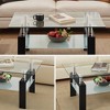Lirago Tempered Clear Glass 2-Layer Coffee Table with Metal Tubular Legs-Modern Geometric Design 23.62"W * 39.37"L * 17.32"H - 4 of 4