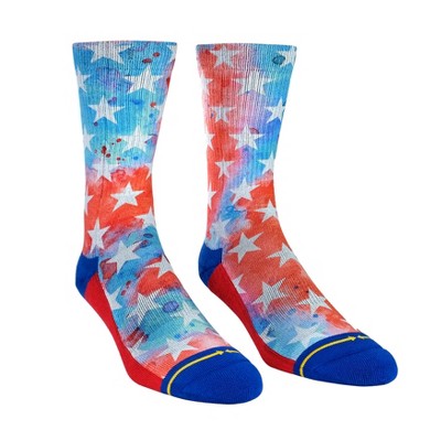 MERGE4 Old Glory Red White and Blue Star Spangled Patriotic Crew Socks