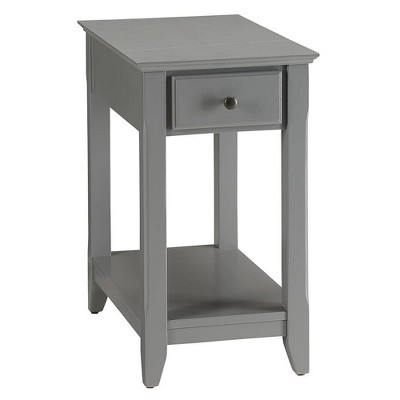 Gray Wooden Rectangular Side Table with Storage