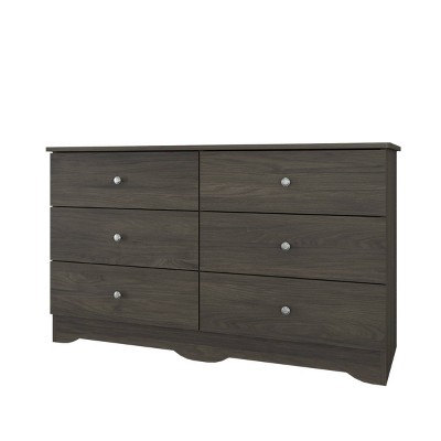6 Drawer Double Dresser Bark Gray - Nexera