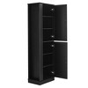 PDTEND Tall Bathroom Freestanding Storage Cabinet with Hook and Adjustable Shelf, an Anti-Toppling Device - 3 of 4