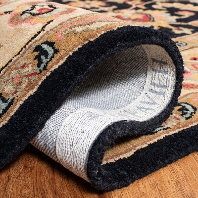 Handmade Black and Gold Wool Traditional Area Rug