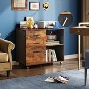 3-Drawer Wood Mobile File Cabinet, Lateral Filing Cabinet with Printer Stand and Open Storage Shelves for Home Office, Rustic Brown - 4 of 4