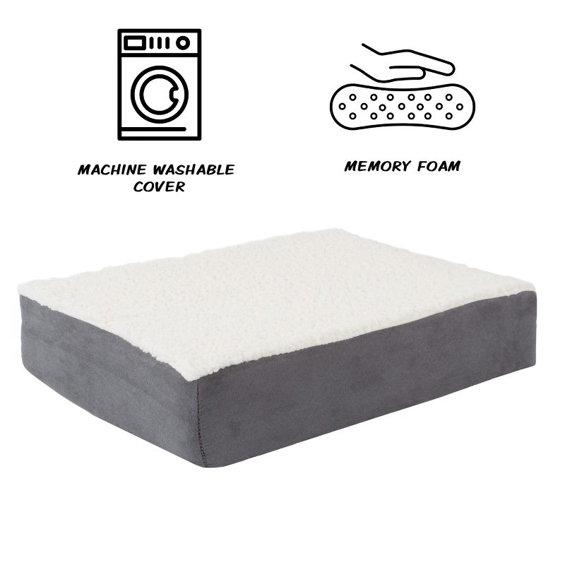 Orthopedic Dog Bed - 2-Layer Memory Foam Crate Mat with Machine Washable Cover - 20x15 Pet Bed for Small Dogs Up to 20lbs by PETMAKER (Gray), 3 of 8