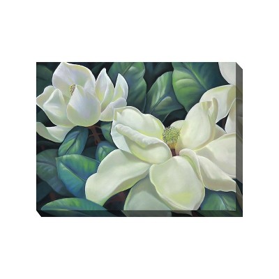 Cottage Garden West of The Wind Southern Queen White, Green 40 x 30 Inch Waterproof Gallery Wrapped Canvas, Outdoor Garden, Yard, Patio All Weather