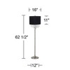 360 Lighting Modern Floor Lamp 62.5" Tall Satin Steel Chrome Crystal Chandelier Black Fabric Drum Shade for Living Room Reading Bedroom - 4 of 4
