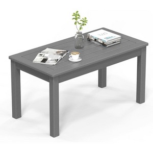 VINGLI Outdoor Coffee Table, HDPE Patio Coffee Table for Outside, All-Weather Rectangle Coffee Table for Deck, Garden, Balcony, Porch - 1 of 4