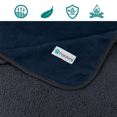 Medium Blue and Charcoal Waterproof Reversible Pet Blanket