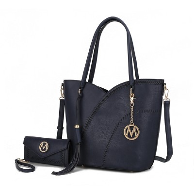 MKF Collection Imogene Two-tone Whip Stitches Vegan Leather Women’s Shoulder bag with Wallet by Mia K